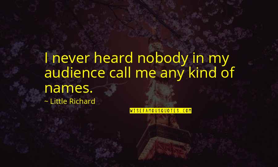 Fashionably Yours Cast Quotes By Little Richard: I never heard nobody in my audience call Fashionably Yours Cast Quotes By Little Richard: I never heard nobody in my audience call