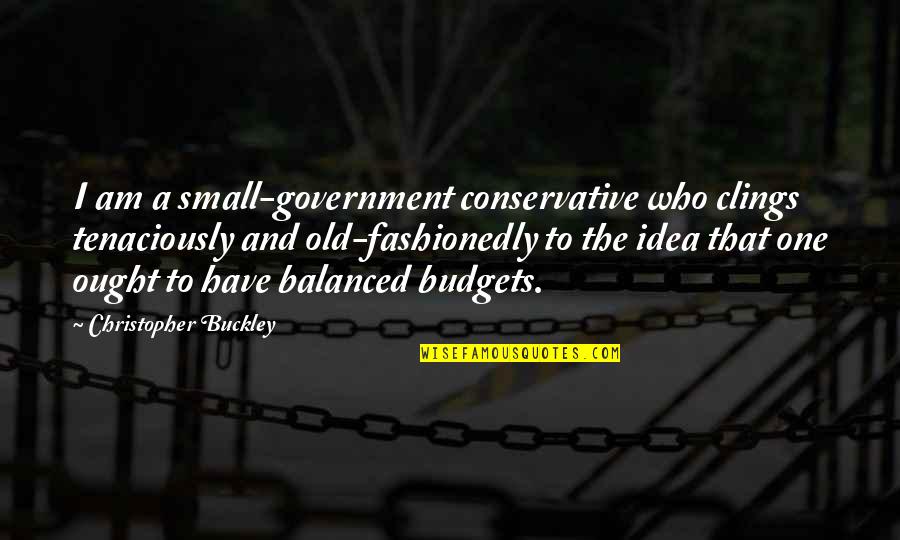 Fashionedly Quotes By Christopher Buckley: I am a small-government conservative who clings tenaciously