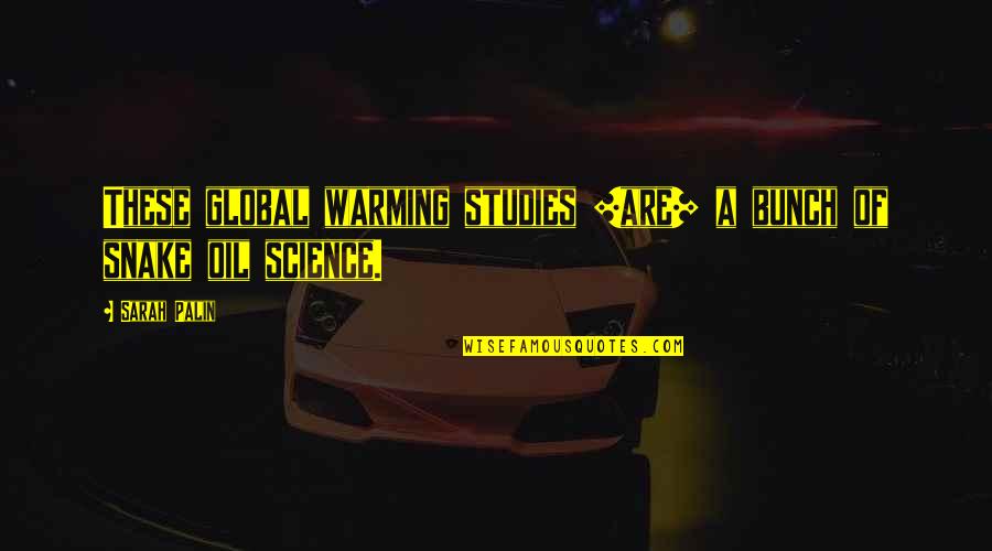 Fast Paced Society Quotes By Sarah Palin: These global warming studies [are] a bunch of