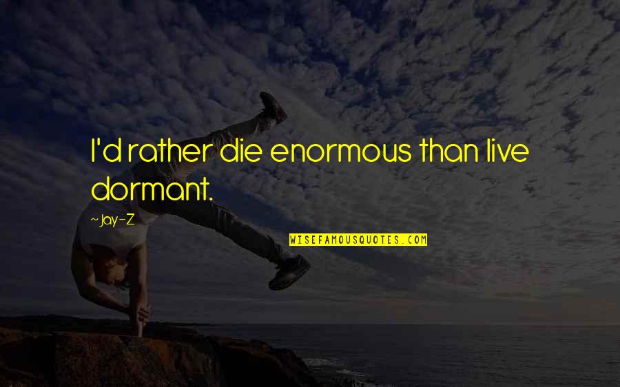 Fastidiarse Quotes By Jay-Z: I'd rather die enormous than live dormant.