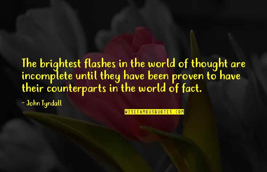 Fasting Feasting Important Quotes By John Tyndall: The brightest flashes in the world of thought