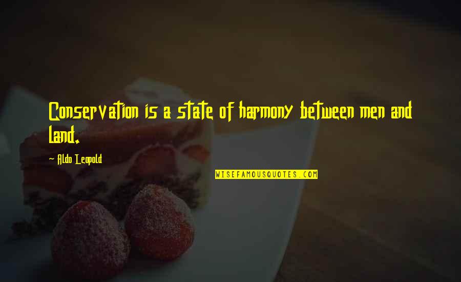Fat Chubby Quotes By Aldo Leopold: Conservation is a state of harmony between men Fat Chubby Quotes By Aldo Leopold: Conservation is a state of harmony between men