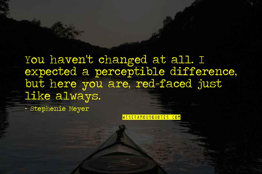 Fat Fighters Marjorie Dawes Quotes By Stephenie Meyer: You haven't changed at all. I expected a Fat Fighters Marjorie Dawes Quotes By Stephenie Meyer: You haven't changed at all. I expected a