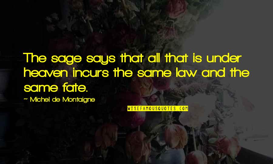 Fate Quotes By Michel De Montaigne: The sage says that all that is under Fate Quotes By Michel De Montaigne: The sage says that all that is under