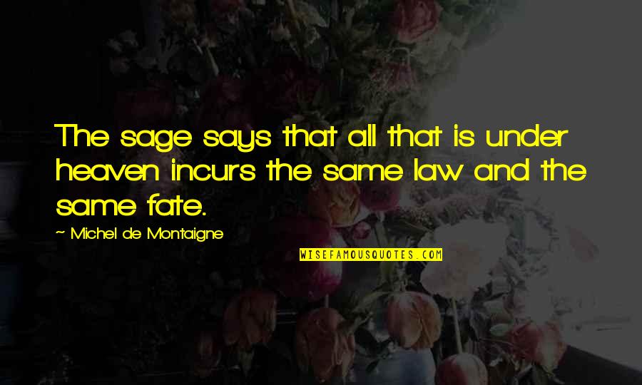 Fate Quotes By Michel De Montaigne: The sage says that all that is under