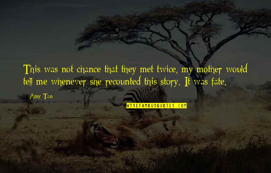 Fate We Met Quotes By Amy Tan: This was not chance that they met twice,