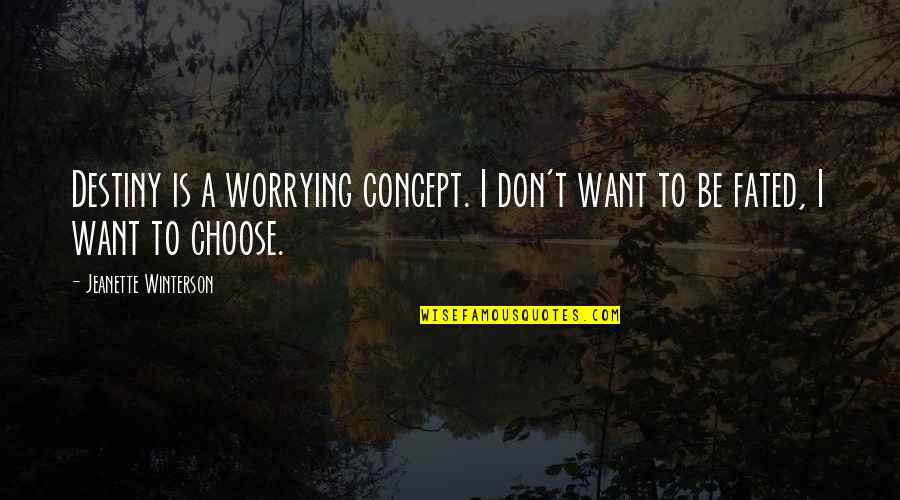 Fated Quotes By Jeanette Winterson: Destiny is a worrying concept. I don't want