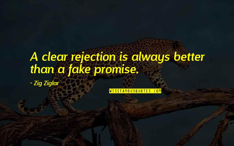 Fateless Movie Quotes By Zig Ziglar: A clear rejection is always better than a