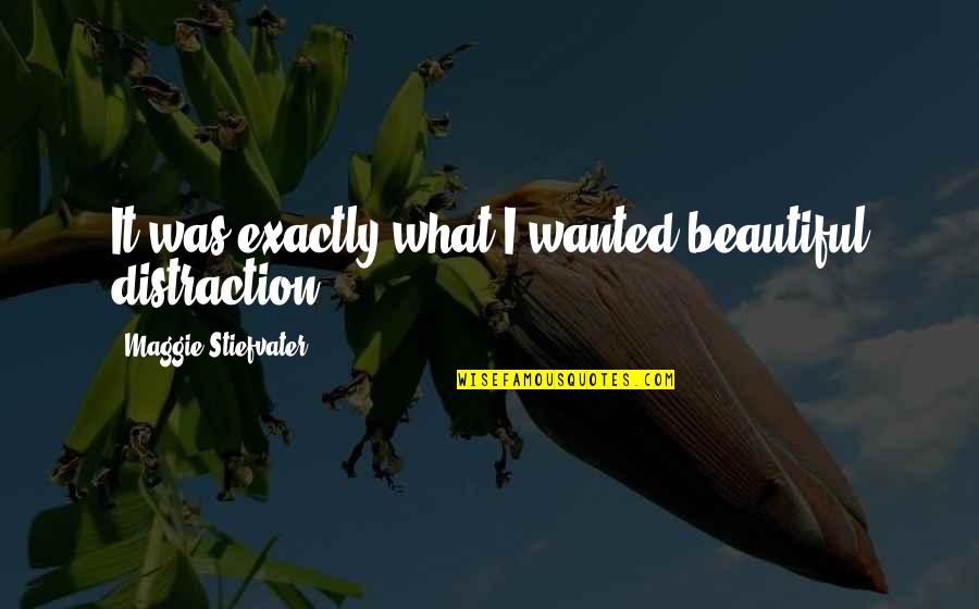 Fatelessness Quotes By Maggie Stiefvater: It was exactly what I wanted-beautiful distraction. Fatelessness Quotes By Maggie Stiefvater: It was exactly what I wanted-beautiful distraction.
