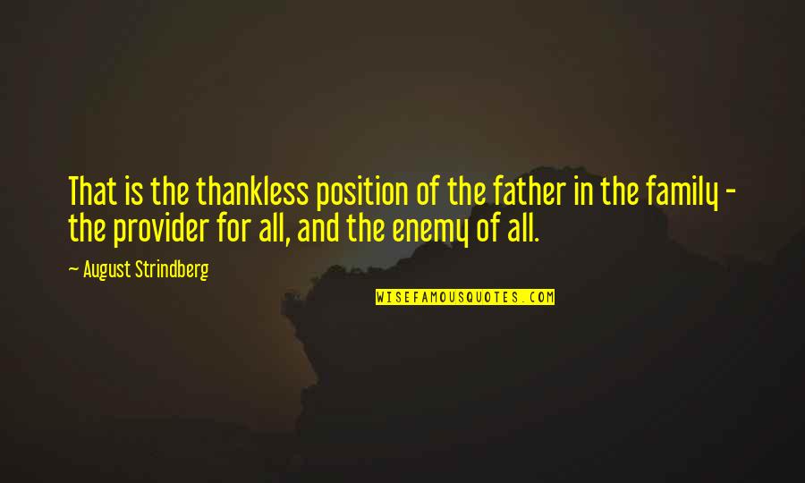 Father And Family Quotes By August Strindberg: That is the thankless position of the father