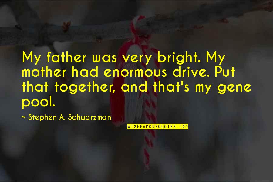 Father And Mother Quotes By Stephen A. Schwarzman: My father was very bright. My mother had