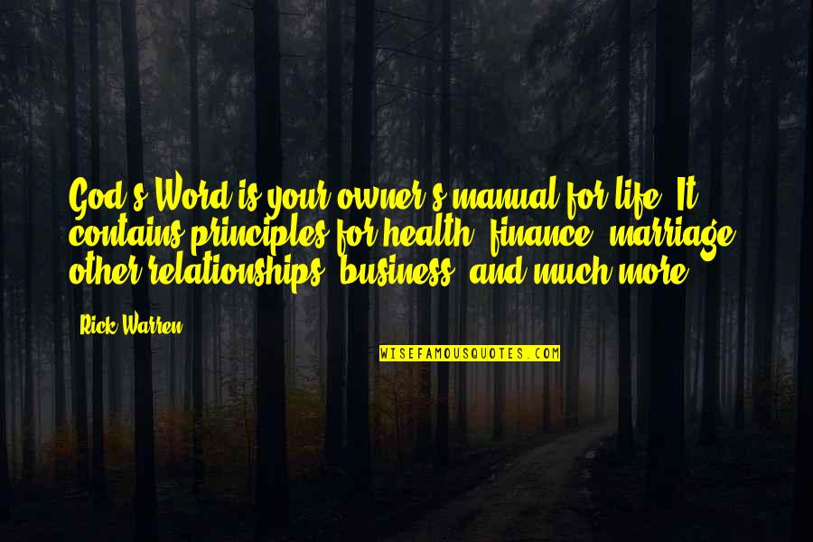 Father Coughlin Quotes By Rick Warren: God's Word is your owner's manual for life.