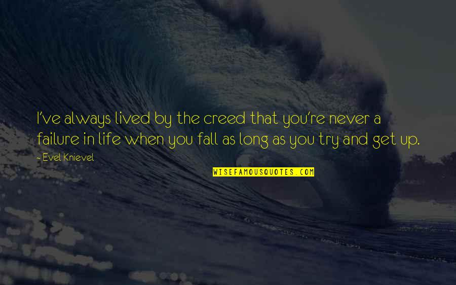 Father Day For My Husband Quotes By Evel Knievel: I've always lived by the creed that you're Father Day For My Husband Quotes By Evel Knievel: I've always lived by the creed that you're