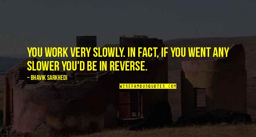 Father Holding Son Quotes By Bhavik Sarkhedi: You work very slowly. In fact, if you