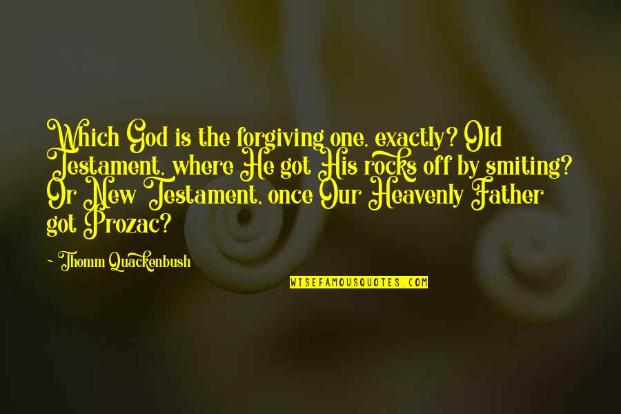 Father Or Quotes By Thomm Quackenbush: Which God is the forgiving one, exactly? Old