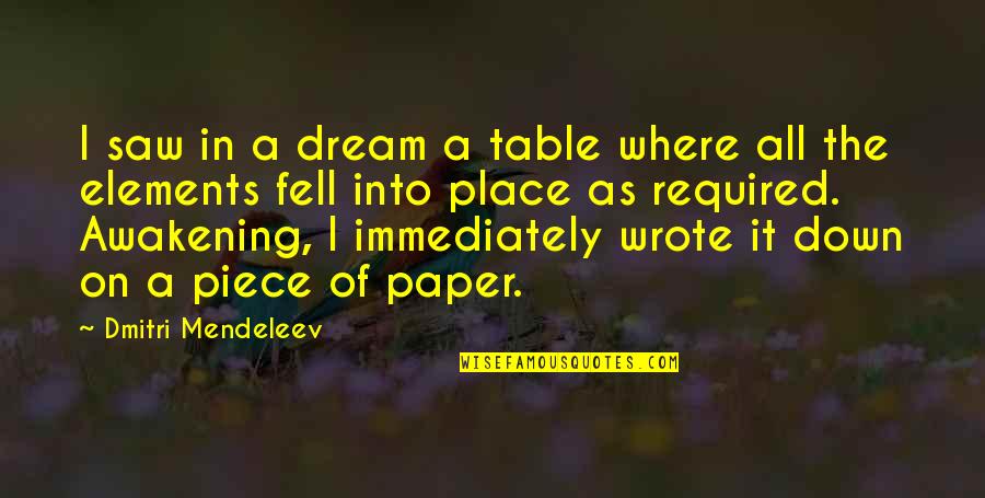 Fathering Quotes By Dmitri Mendeleev: I saw in a dream a table where