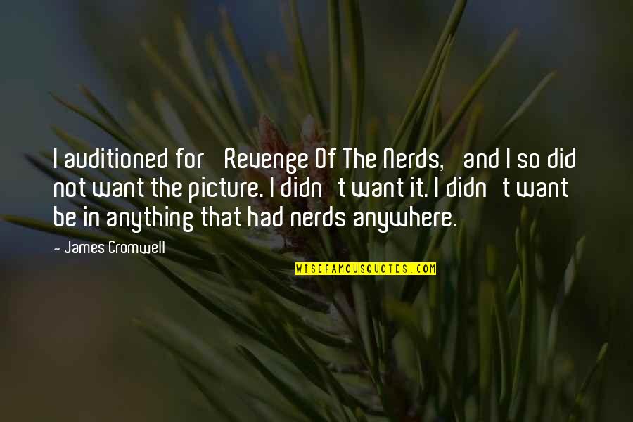 Fathering Quotes By James Cromwell: I auditioned for 'Revenge Of The Nerds,' and