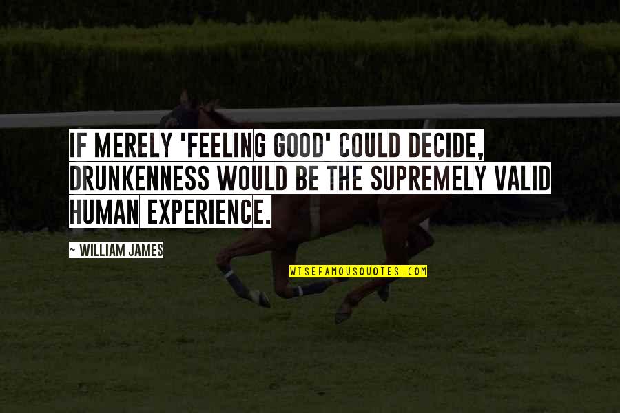 Fathers And Sons Nihilism Quotes By William James: If merely 'feeling good' could decide, drunkenness would