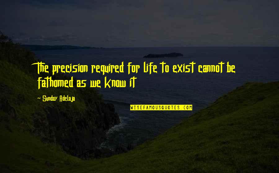 Fathomed Quotes By Sunday Adelaja: The precision required for life to exist cannot