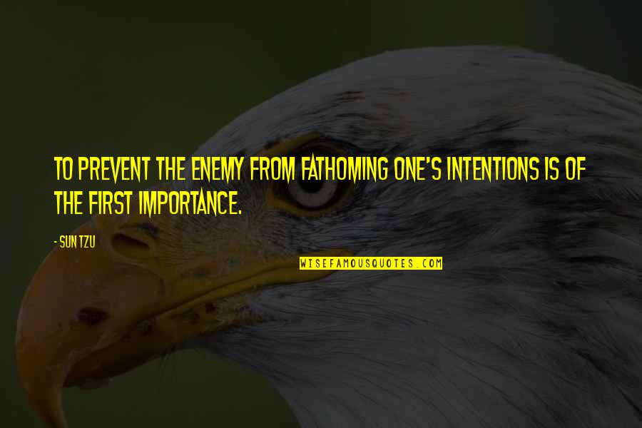 Fathoming Quotes By Sun Tzu: To prevent the enemy from fathoming one's intentions