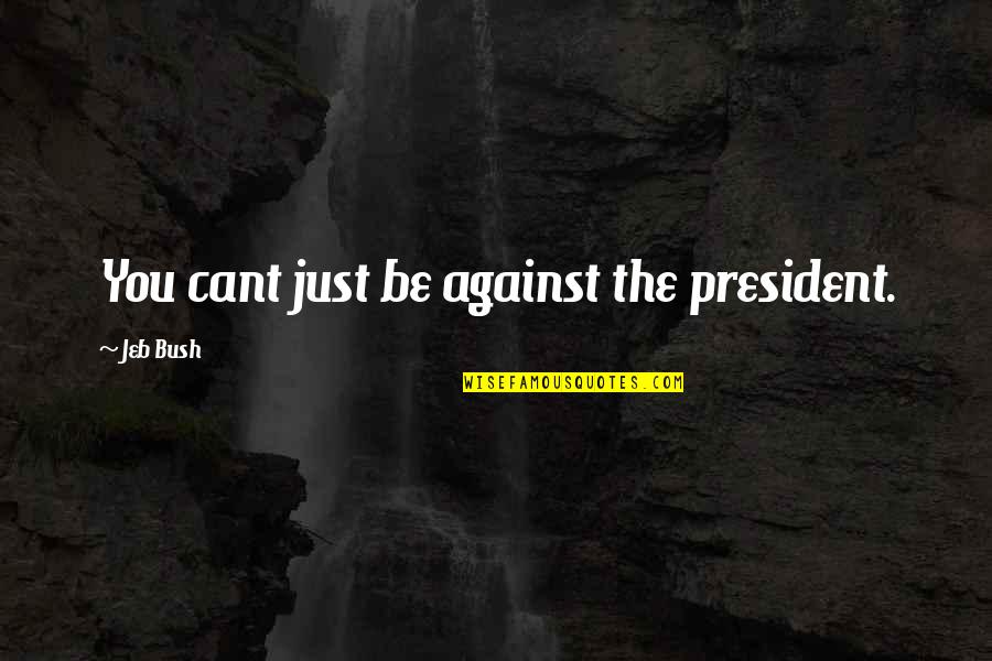 Fathr's Quotes By Jeb Bush: You cant just be against the president.