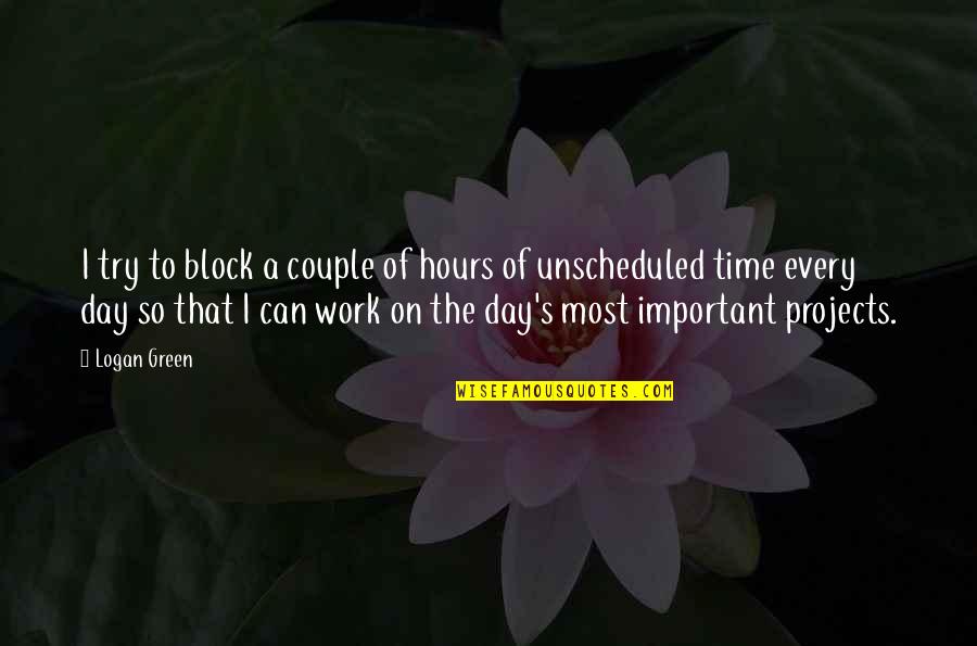 Fatihah Recital 41 Quotes By Logan Green: I try to block a couple of hours