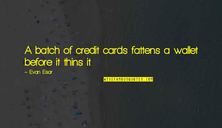 Fattens You Up Quotes By Evan Esar: A batch of credit cards fattens a wallet
