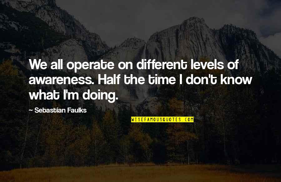Faulks Quotes By Sebastian Faulks: We all operate on different levels of awareness.