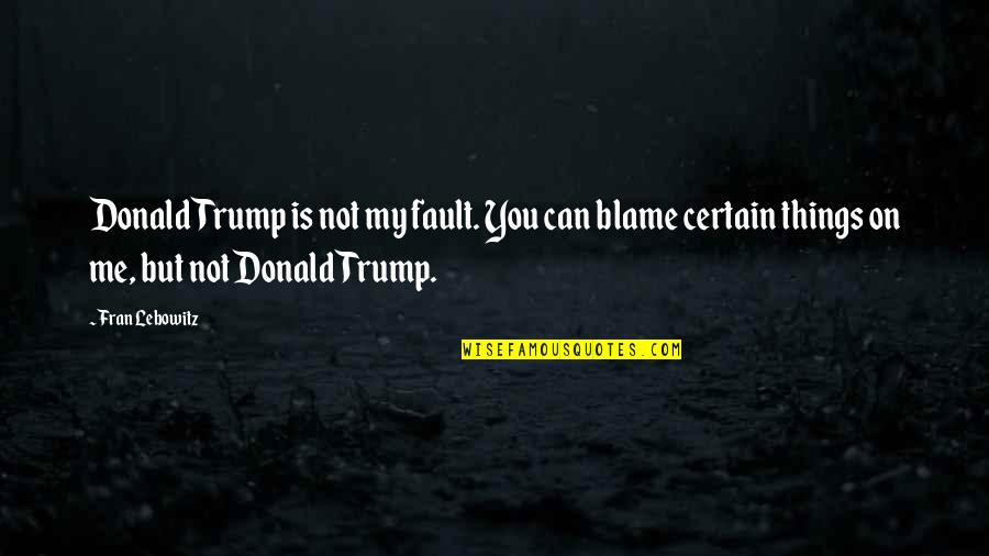 Fault Blame Quotes By Fran Lebowitz: Donald Trump is not my fault. You can