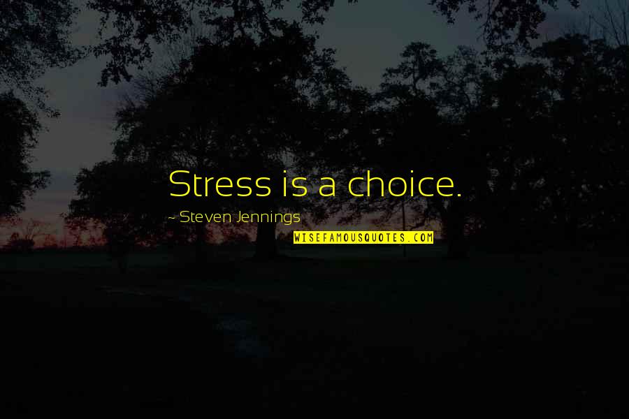 Faux Hawk Quotes By Steven Jennings: Stress is a choice.