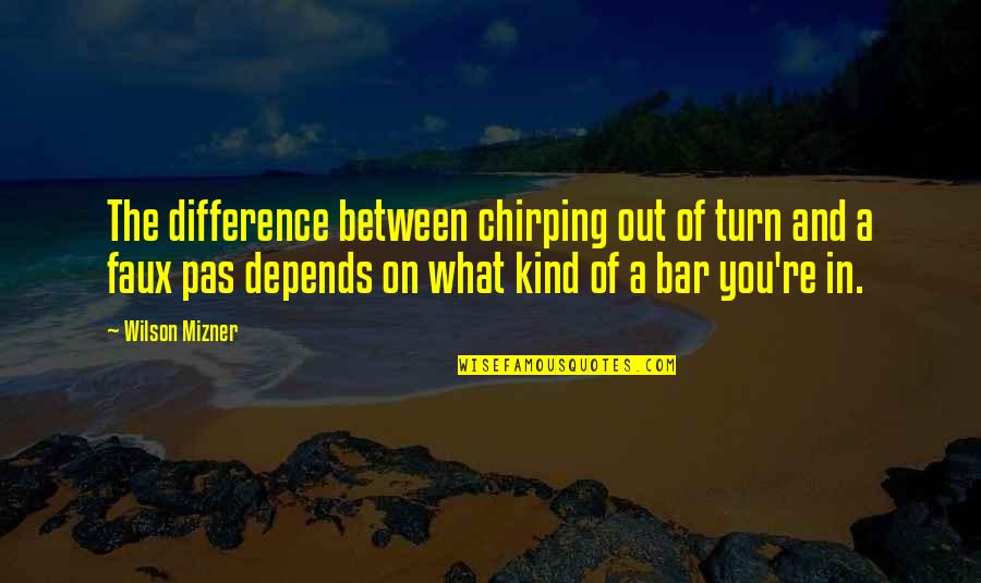 Faux Quotes By Wilson Mizner: The difference between chirping out of turn and