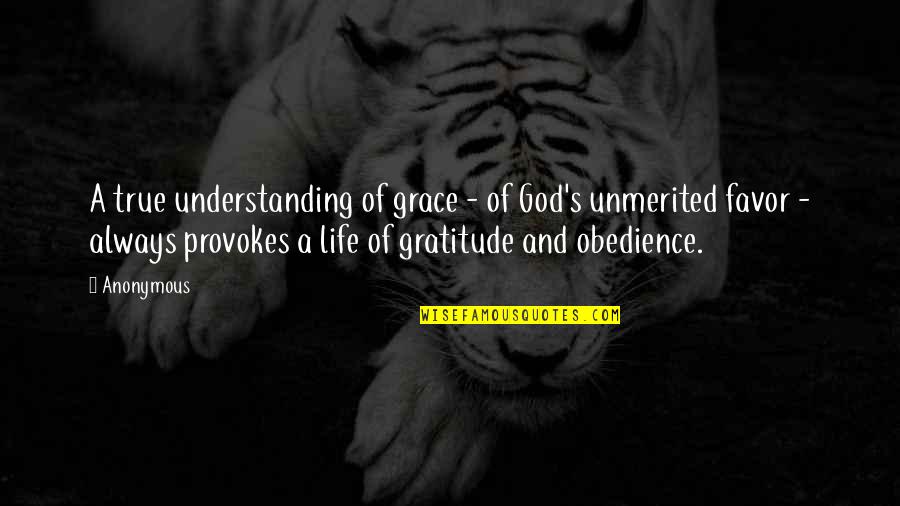 Favor Of God Quotes By Anonymous: A true understanding of grace - of God's