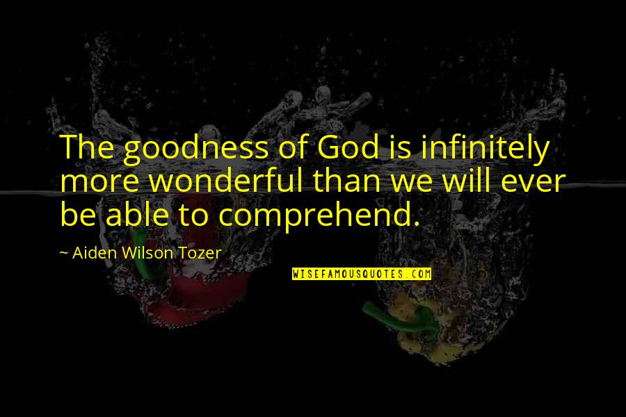 Favorite Days Of Our Lives Quotes By Aiden Wilson Tozer: The goodness of God is infinitely more wonderful