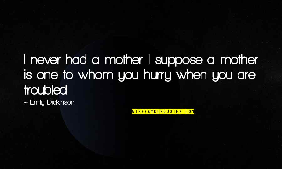 Favorite Subjects Quotes By Emily Dickinson: I never had a mother. I suppose a