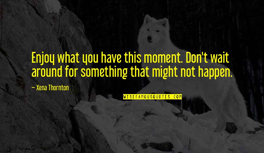Favoritismo Endogrupal Quotes By Xena Thornton: Enjoy what you have this moment. Don't wait