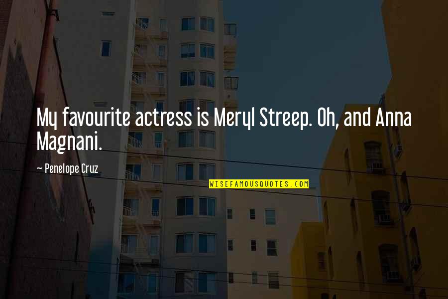 Favourite Actress Quotes By Penelope Cruz: My favourite actress is Meryl Streep. Oh, and