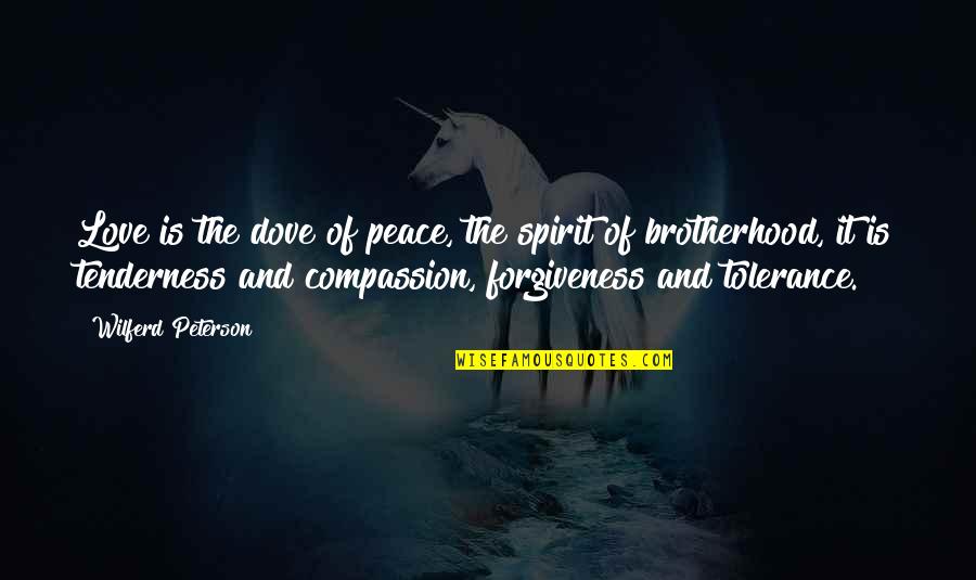Fawna Quotes By Wilferd Peterson: Love is the dove of peace, the spirit Fawna Quotes By Wilferd Peterson: Love is the dove of peace, the spirit
