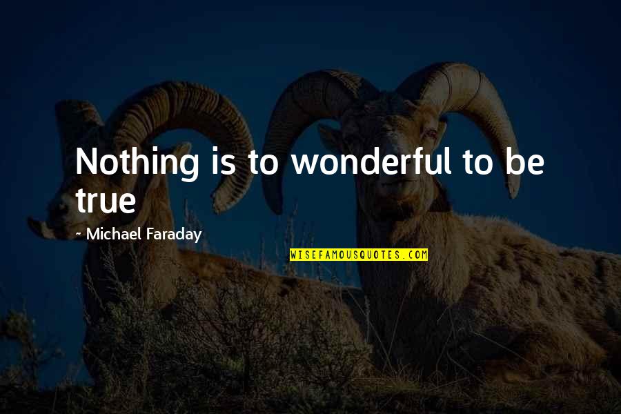 Faxen Machen Quotes By Michael Faraday: Nothing is to wonderful to be true