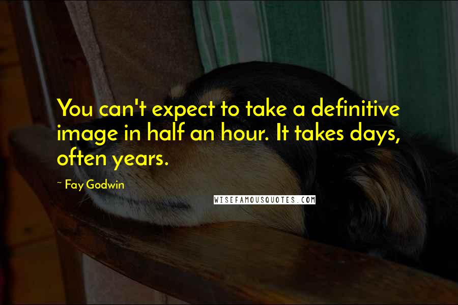 Fay Godwin quotes: You can't expect to take a definitive image in half an hour. It takes days, often years.