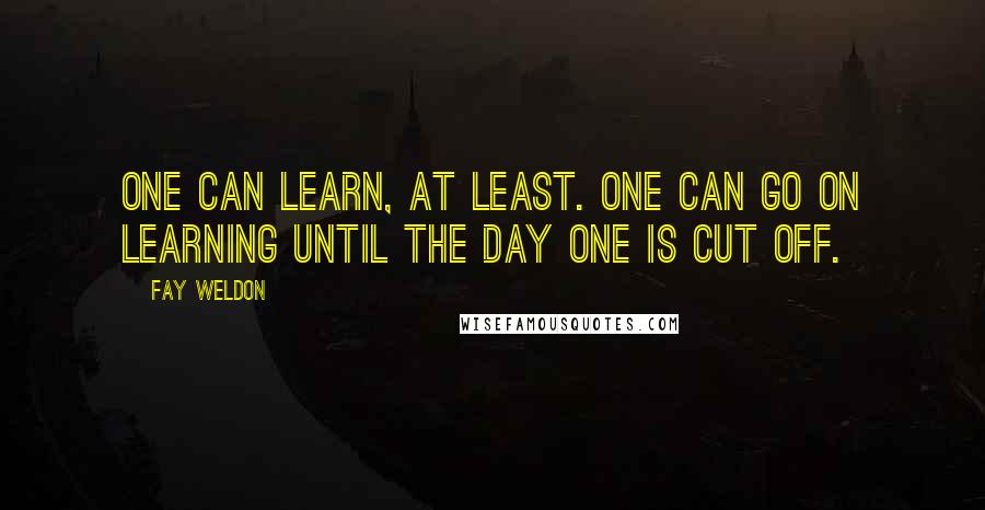 Fay Weldon quotes: One can learn, at least. One can go on learning until the day one is cut off.