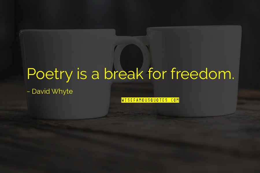 Fazlullah Quotes By David Whyte: Poetry is a break for freedom.