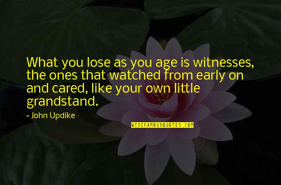 Fb Page Description Quotes By John Updike: What you lose as you age is witnesses,
