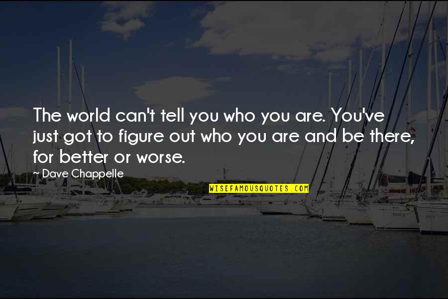 Fbingel Quotes By Dave Chappelle: The world can't tell you who you are. Fbingel Quotes By Dave Chappelle: The world can't tell you who you are.