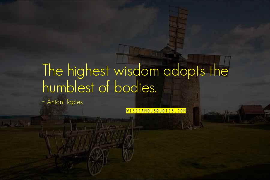 Fdr Living Wage Quote Quotes By Antoni Tapies: The highest wisdom adopts the humblest of bodies.