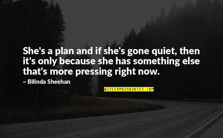 Fe Smith Quotes By Bilinda Sheehan: She's a plan and if she's gone quiet,