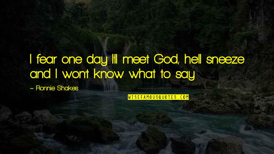 Fear And God Quotes By Ronnie Shakes: I fear one day I'll meet God, he'll