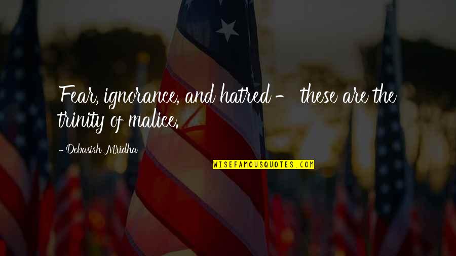 Fear And Happiness Quotes By Debasish Mridha: Fear, ignorance, and hatred - these are the Fear And Happiness Quotes By Debasish Mridha: Fear, ignorance, and hatred - these are the