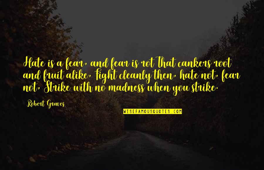 Fear And Hate Quotes By Robert Graves: Hate is a fear, and fear is rot