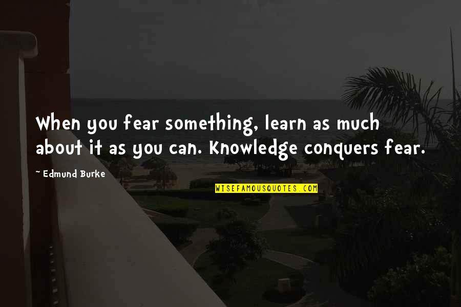 Fear Conquering Quotes By Edmund Burke: When you fear something, learn as much about