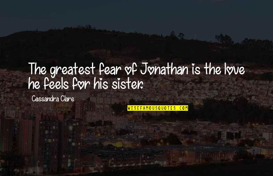 Fear For Love Quotes By Cassandra Clare: The greatest fear of Jonathan is the love
